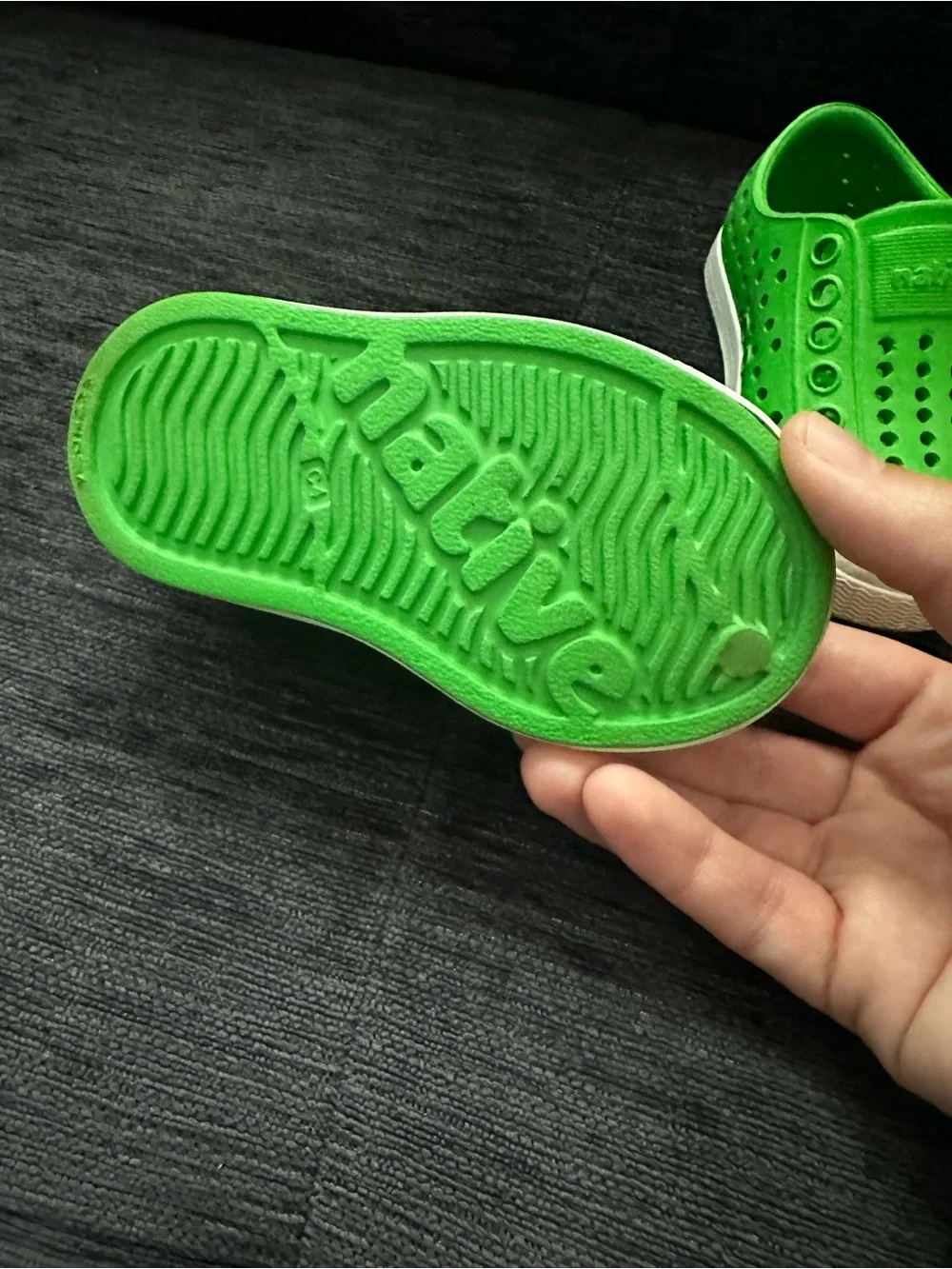 Native Kids Slip-On Water Shoes in Bright Green with White Toe